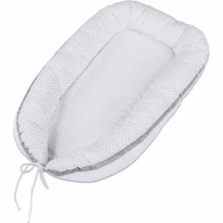 Babybay® Kuschelnest Weiß Punkte Perlgrau