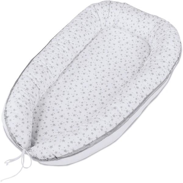 Babybay® Kuschelnest Weiß Sterne Perlgrau 1 Babybay® Kuschelnest Weiß Sterne Perlgrau