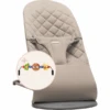 BabyBjörn BABYBJÖRN Babywippe Bliss Sandgrau Cotton Mit Holzspielzeug