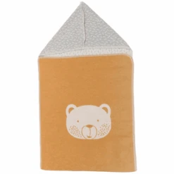 DAVID FUSSENEGGER Puckdecke Mit Kapuze Bär Goldgelb 45 X 76 Cm