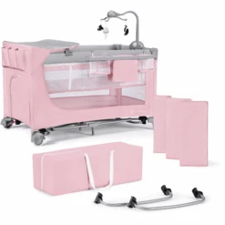 Kinderkraft Reisebett LEODY Pink Mit Zubehör