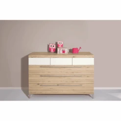 PAIDI Kommode Remo Breit 3 Schubladen Bordeaux Eiche