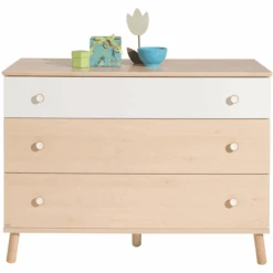 PAIDI Kommode Ylvie Breit 1 Schublade Weiß 2 Schubladen Birke