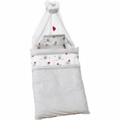 ROBA Kinderbettgarnitur 4tlg. 100x135cm Adam & Eule Grau Weiß Bedruckt