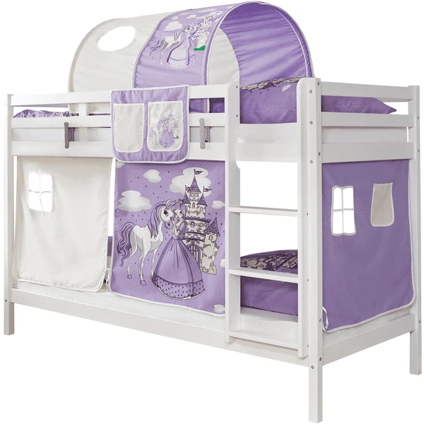 TiCAA Etagenbett Rene Buche Weiß Horse Lila 1 TiCAA Etagenbett Rene Buche Weiß Horse Lila