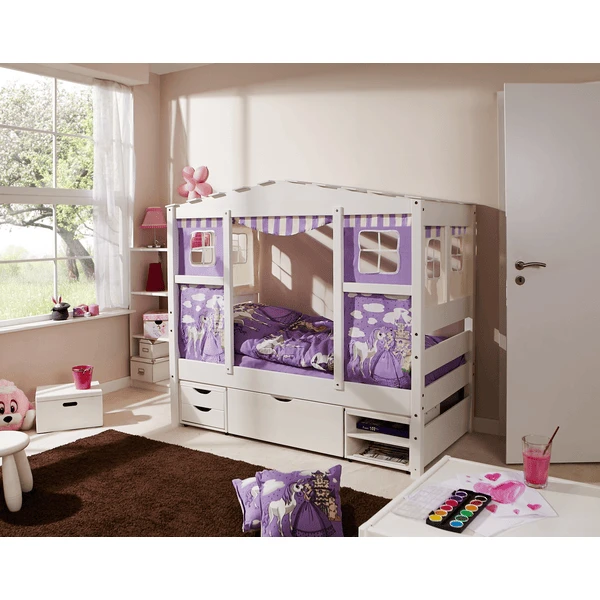 TiCAA Hausbett Mini Mit 3 Schubladen Prinzessin Lila 1 TiCAA Hausbett Mini Mit 3 Schubladen Prinzessin Lila